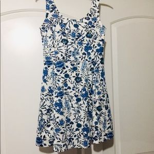 White and blue floral dress